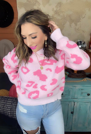 Carissa Pink Leopard Sweater