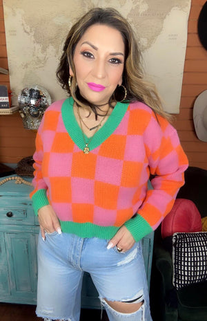 Stacie Checkered Sweater