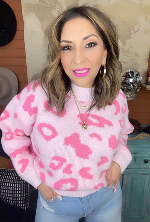 Carissa Pink Leopard Sweater